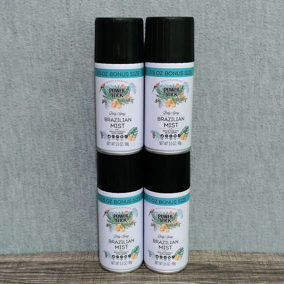 4 Pack Power Stick Brazilian Mist Body Spray Pistachio & Salted Caramel 3.5 Oz - Picture 1 of 7